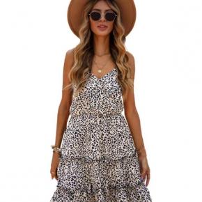 ladies printing dress leopard sexy backless slip dress OEM factory LID003