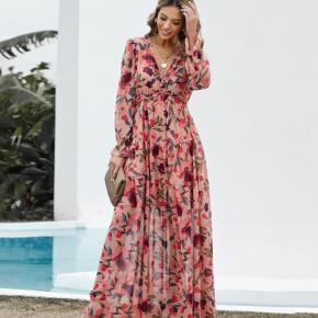 Spring Fashion High Quality Women Floar Print Ruffle Tiered Maxi Dress Bohemia OEM factory LID007