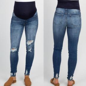 Maternity skinny jeans rip confortable jeans for pregnant women blue and black OEM factory LILM002
