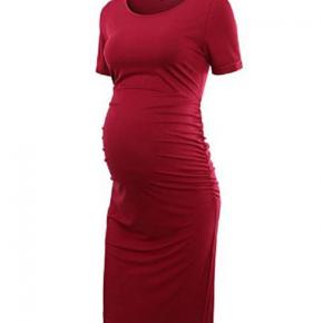 ladies maternity dress spandex modal fabric pregnant clothes round neck short sleeve dress for pregnancy women  OEM factory LILM012