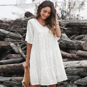 Fashion ladies dress loose dress short sleeve dress for women OEM factory LID017 