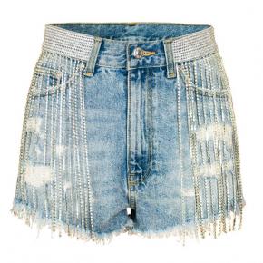 New summer jeans women denim shorts hight waist rhinestone fringed chain denim shorts casual Short Jeans For Woman OEM factory LILJ053