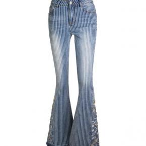 ladies embroidered jeans boot cut jeans stripe Flared jeans  OEM factory LILJ050