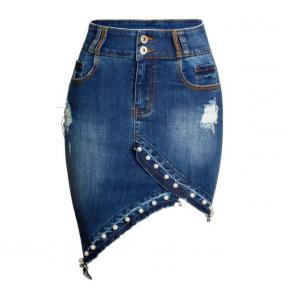 denim skirt ladies pearls jeans skirt package hip skirt  OEM factory LILJ049