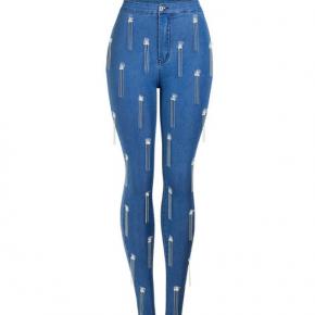 ladies denim skinny studs beading fringe jeans slim jeans ladies OEM factory LILJ047