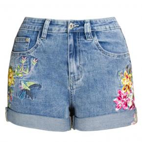 plus size jean for woman 3D embroidered shorts denim shorts  OEM factory LILJ040