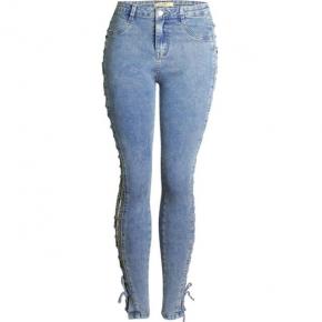 ladies custom jeans sideseam eyelet jeans ladies skinny OEM factory LILJ039