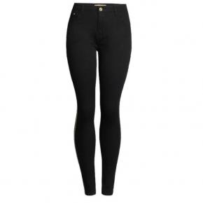 ladies skinny jeans shining gold tape joint side seam jeans pant women denim OEM factory LILJ037