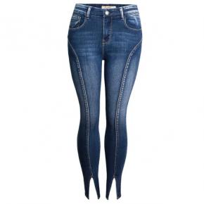 women jeans denim pants denim top skinny slit bottom pants OEM factory LILJ036