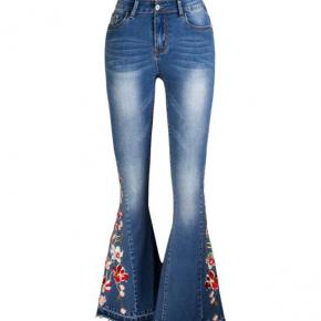 flare denim ladies 3D EMB boot cut plus size jean for woman OEM factory LILJ035