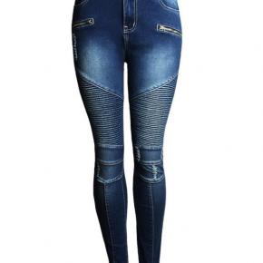 ladies denim skinny pants Locomotive Elastic pants  Biker Jeans women  OEM factory LILJ032