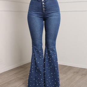 flare denim pearls boot cut jeans plus size jean for woman OEM factory LILJ020