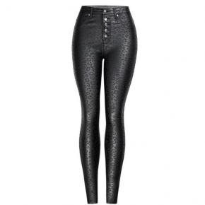 ladies pants coated fabric pants leopard print pants   OEM factory LILB004